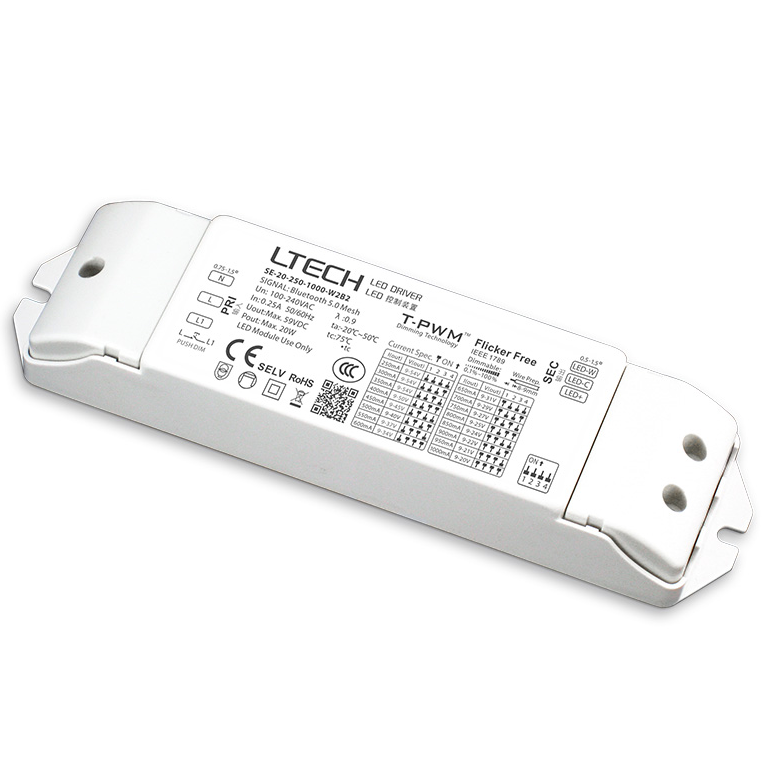 Intelligent Tunable White LED Driver,20W CC Tunable White LED Driver SE-20-250-1000-W2B2 Intelligent Tunable White LED Driver,20W CC Tunable White LED Driver SE-20-250-1000-W2B2